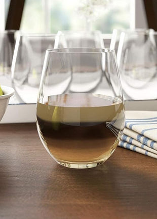 Stemless Wine Glass, Red & White 18oz Stemless Wine Glass Set of 6, Drink Glasses with Durable Chip Resistant Rim, Large Wine Glasses for Enhanced Aeration, Wine Accessories for Parties (18oz -6Pack)