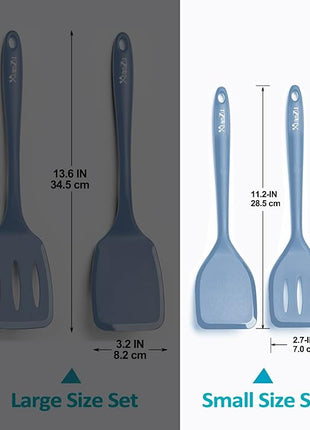 Silicone Spatula Turner Set, High Heat Resistant Spatulas with Seamless One Piece Design, Nonstick Rubber Flippers Utensils for Baking & Cooking,BPA-Free, Starry Blue,11IN