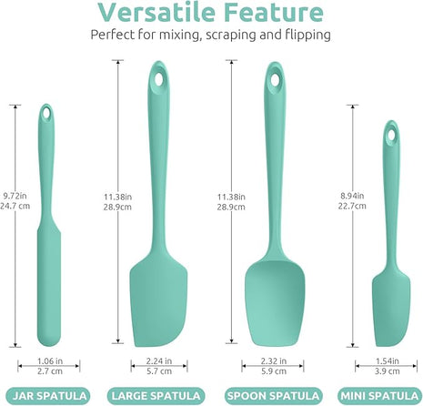 U-Taste Silicone Spatula Set with 600 Degrees Fahrenheit Heat Resistant (Teal/Aqua Sky)
