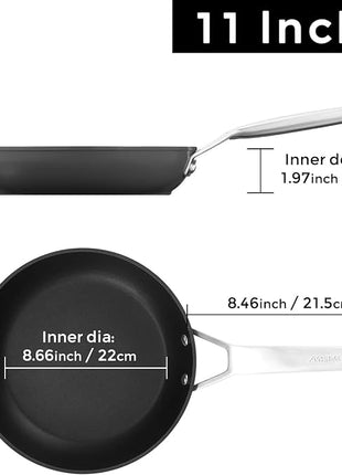 MsMk 11 Inch Nonstick Frying Pan，Titanium and Ceramic Nonstick Large Skillet Pan, PFOA Free, Non-Toxic, Stay-Cool Handle, Scratch-resistant, Dishwasher Safe, Oven Safe to 700°F