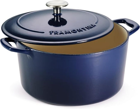 Tramontina Enameled Cast Iron Dutch Oven Pot with Lid, Round 6.5-quart, Blue