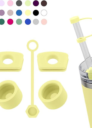 Silicone Spill Stopper Set Compatible with Stanley Cup 2.0 30oz & 40oz with Straw Cover (Set of 2, Pomelo)