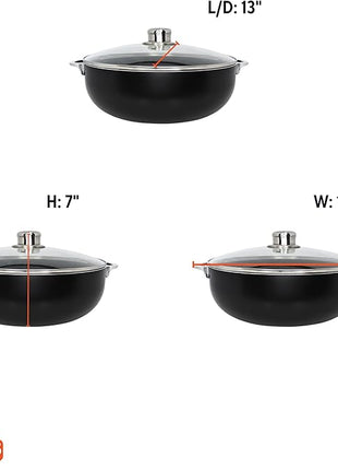 IMUSA 9Qt Bistro Ceramic Nonstick Caldero/Dutch Oven with Glass Lid, Black