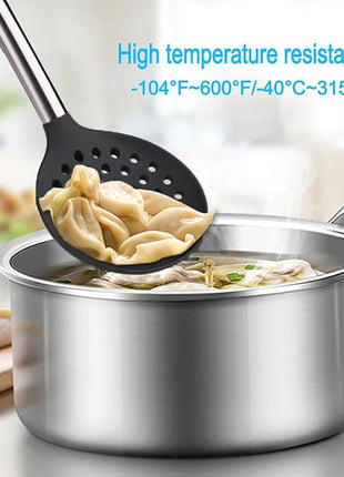 5Pcs Silicone Spatula Heat Resistant Long Large Spatulas Set for Nonstick Cookware, Rubber Pancake Fish Turner Spatula for Kitchen Use Silicone Cooking Kitchen Utensils Set Black