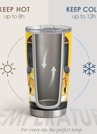 SANDJEST Bus Driver Tumbler - School Bus 20 oz Stainless Steel Double Wall Vacuum Tumblers Coffee Travel Mug - Thermal Cups Birthday, Christmas, Back To School Gifts for Men, Women, Friends, Besties