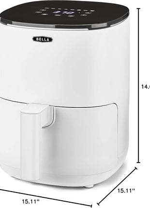 BELLA 2.9QT Touchscreen Air Fryer, No Pre-Heat Needed, No-Oil Frying, Fast Healthy Evenly Cooked Meal Every Time, Dishwasher Safe Non Stick Pan and Crisping Tray for Easy Clean Up, Matte White