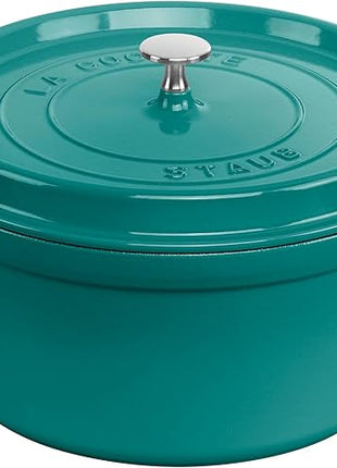 STAUB Cast Iron 7-qt Round Cocotte, Serves 7-8, Turquoise