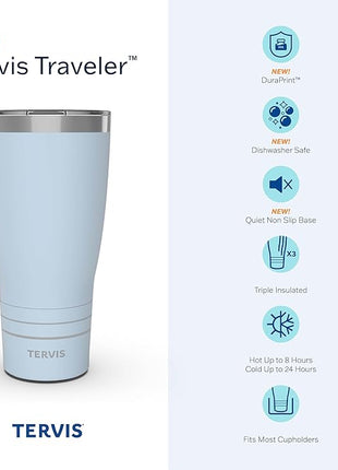 Tervis Traveler Kelly Ventura Floral Collection Heather Rose Triple Walled Insulated Tumbler Travel Cup Keeps Drinks Cold & Hot, 30oz - Stainless Steel, Heather Rose