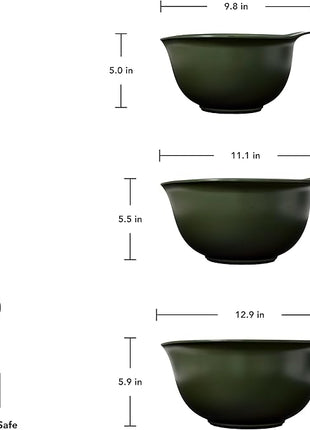 KitchenAid Universal Nesting Plastic Mixing Bowls, Set of 3, 2.5 quart, 3.5 quart, 4.5 quart, Evergreen