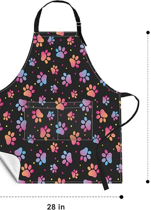 Britimes Apron Home Kitchen Cooking Baking Paw Animal Dog Apron Gardening for Women Men with Pockets 32x28 inch