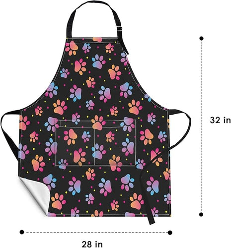 Britimes Apron Home Kitchen Cooking Baking Paw Animal Dog Apron Gardening for Women Men with Pockets 32x28 inch