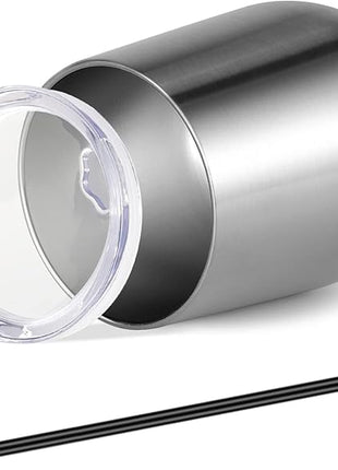 VEGOND Wine Tumblers Bulk 12 Pack, 12oz Stainless Steel Stemless Wine Glass with Lids and Straws, Double Wall Vacuum Insulated Tumbler Cup, Coffee Mug for Cold Hot Drinks