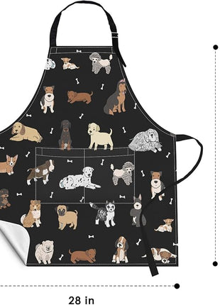 Britimes Doodle Puppy Dog Labrador Apron Home Kitchen Cooking Baking Gardening for Women Men with Pockets 32x28 inch
