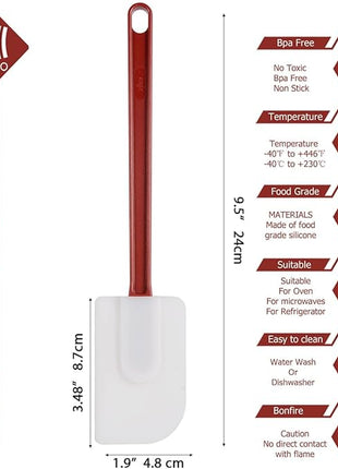 6 Pcs Commerical Rubber Spatula, 9.5-Inch Silicone Rubber Spatula Set High Heat Resistant, Commercial Grade Spatulas, Silicone Jam Scrapers for Baking, Nonstick & BPA-Free