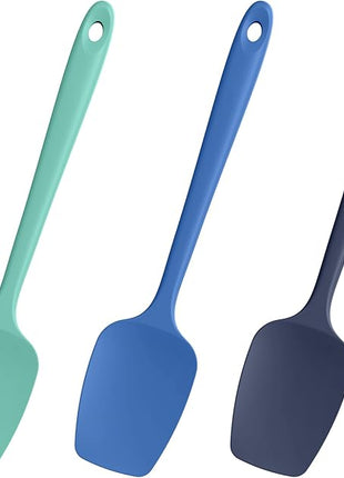 Heat Resistant Silicone Spoon Spatulas, Doosu 600°F High Temp Flexible Cooking Spoons Kitchen Spoonula Scratch-Proof for Mixing Stirring Scraping Serving Non-Stick Cookware (Set of 3, Multi-4)