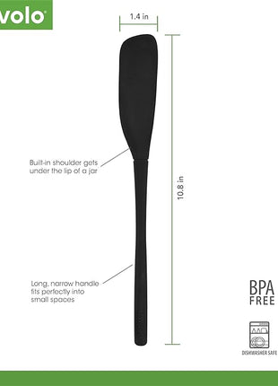 Tovolo Flex-Core Silicone Spatula Jar Scraper - Long-Handled Rubber Spatula with Angled Head for Scooping & Scraping - Heat-Resistant Spatulas for Kitchen Use, Dishwasher Safe & BPA-Free