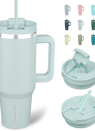 BJPKPK 40 oz Insulated Tumbler With Lid And Straw Stainless Steel Tumblers Cup With Handle For Women And Men,Blue Haze