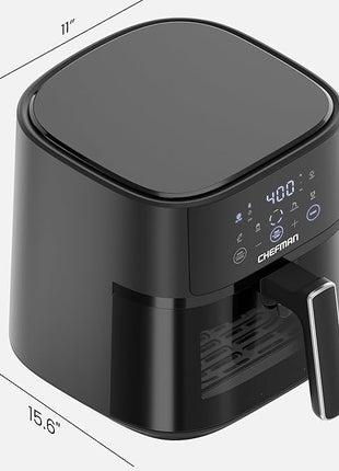 Chefman Air Fryer – 6 QT Compact Airfryer for Quick & Easy Meals, Features Hi-Fry Technology for Extra Crisp, Easy-View Window, Touch Controls with 4 Presets, Nonstick & Dishwasher Safe Basket - Black