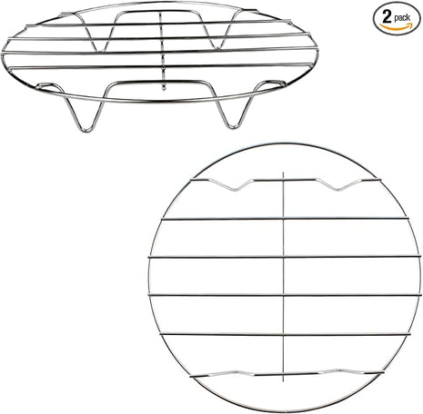TamBee 9 Inch Round Cooling Racks for Cooking and Baking 304 Stainless Steel Cooling Racks Baking and Cooling Steaming Rack w Stand Cookware for Air Fryer Pressure Cooker Canning