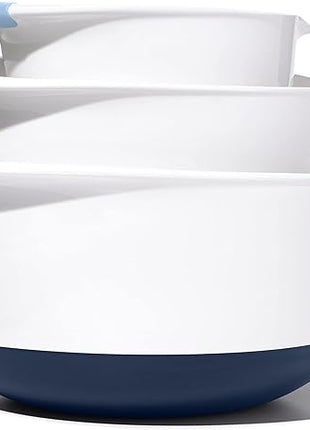 OXO,plastic Good Grips 3-Piece Mixing Bowl Set – Blueberry, Jam & Seltzer Handles,4.7 LITERS, Large