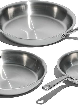 Made In Cookware - 3-Piece (Includes 8",10",12") Stainless Frying Pan Set - 5 Ply Stainless Clad - Professional Cookware - Crafted in USA - Induction Compatible