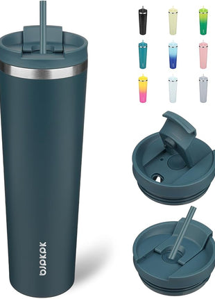 BJPKPK 34oz Stainless Steel Insulated Tumbler With lid And Straw Travel Coffee Thermal Tumblers Cup For Women And Men,Navy Blue