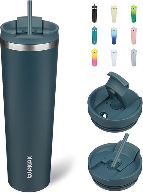 BJPKPK 34oz Stainless Steel Insulated Tumbler With lid And Straw Travel Coffee Thermal Tumblers Cup For Women And Men,Navy Blue