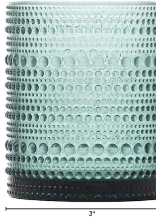 Fortessa Jupiter Beaded Hobnail Glass, 10 Ounce Double Old Fashioned (Set of 6), Sage Green