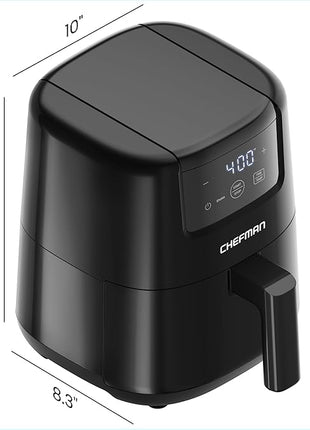 CHEFMAN 2 Qt Mini Air Fryer – Digital Space-Saving Compact Air Fryer with Nonstick and Dishwasher Safe Basket, Quick & Easy Meals in Minutes, Features Digital Timer and Shake Reminder – Black