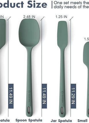 4 Pieces Silicone Spatula Set, Food Grade Rubber Spatula, Upgrade Strong Handle with Ergonomic Grip, Heat Resistant for Nonstick Cookware, Cooking