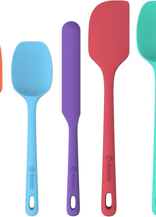 5 Pieces Silicone Spatula Set, Food Grade Rubber Spatula, Upgrade Strong Handle with Ergonomic Grip, Heat Resistant Up to 600°F for Nonstick Cookware, Cooking Colorful Series