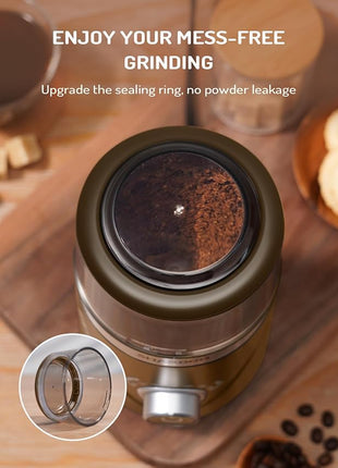 SHARDOR Electric Super Silent Blade Coffee Grinder, Timed Grind Control Rotary Knob, Adjustable Coarse to Fine for Coffee Beans, Spices & Herbs, with 1 Removable Stainless Steel Bowl, Brown