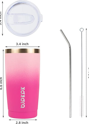 BJPKPK 20oz Stainless Steel Tumbler with Lid And Straw, Double Wall Vacuum Coffee Cup, Travel Mug for Ice Drink and Hot Beverage, Insulation Travel Tumblers Cups,Cherry Blossom