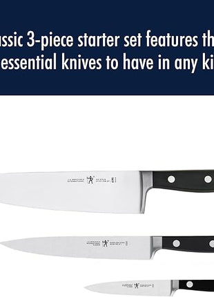 HENCKELS Classic Razor-Sharp 3-Piece Kitchen Knife Set, Chef Knife, Paring Knife, Utility Knife, German Engineered Informed by 100+ Years of Mastery, Stainless Steel
