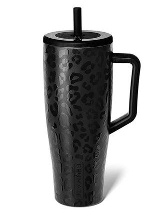 BrüMate Era 40 oz Tumbler with Handle & Straw | 100% Leakproof Insulated Water Bottle Tumbler with Lid & Flexible SoftSip Straw | Made of Stainless Steel | Cup Holder Friendly | 40oz (Onyx Leopard)
