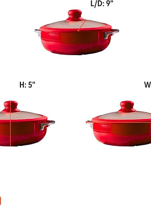 IMUSA USA 3.2Qt Red Ceramic Nonstick Caldero (Dutch Oven) with Silicone Rim & Glass Lid