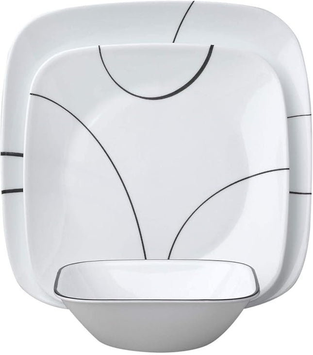 Corelle Square Simple Lines 18-Piece Dinnerware Set, Service for 6 (1088646)