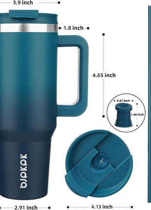 BJPKPK 40 oz Tumbler With Handle Insulated Tumblers With Lid And Straw Stainless Steel Thermal Cup,Indigo Black