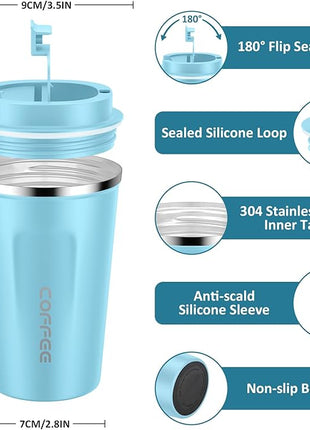 CS COSDDI 12 oz Stainless Steel Vacuum Insulated Tumbler - Coffee Travel Mug Spill Proof with Lid - Coffee Cups for Keep Hot/Ice Coffee,Tea and Beer