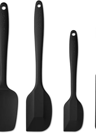 4 Piece Silicone Spatula Set, Flexible Heat Resistant Non-scratch Baking Cooking Rubber Spatulas with Stainless Steel Core, Black