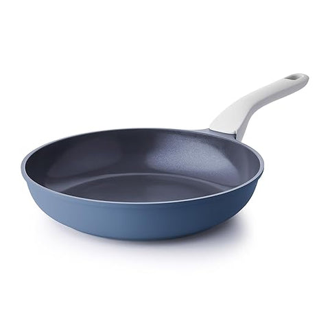 PRICUSIS Nonstick Ceramic Frying Pan, 8/10/12 Inch Non Toxic Skillet, Egg & Omelet & Chef's Pan, Induction Compatible & Oven Safe, Dishwasher Safe,PTFE PFAS & PFOA Free (8 Inch, Blue Gray)