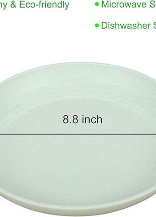 LuckyZone 8.8 Inches Unbreakable Wheat Straw Plates - Reusable Plate Set - Dishwasher & Microwave Safe - Perfect for Dinner Dishes - Healthy, BPA Free & Eco-Friendly (8.8 Inches)