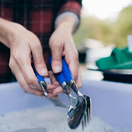 Stansport Deluxe 24-Piece Enamel Tableware Set - Enamel Plates and Bowls Lightweight and Durable Camp Dish Set for Camping and Backpacking Plates and Bowls for 4 People