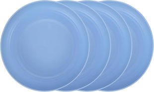 LuckyZone 7.8 Inches Unbreakable Wheat Straw Plates - Reusable Plate Dinner Set - Dishwasher & Microwave Safe - Healthy, BPA Free & Eco-Friendly (7.8 Inches/4 Blue)