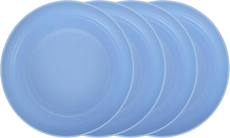 LuckyZone 7.8 Inches Unbreakable Wheat Straw Plates - Reusable Plate Dinner Set - Dishwasher & Microwave Safe - Healthy, BPA Free & Eco-Friendly (7.8 Inches/4 Blue)