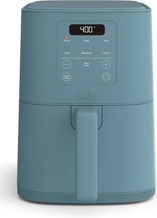 bella 4Qt Slim Air Fryer, Fits-anywhere Kitchenware, EverGood Ceramic Nonstick Coating, Adjustable Temperature, 6 Preset Cooking Options, 60 Min Auto Shutoff w Audible Tone, 3.3lb Capacity, Surf