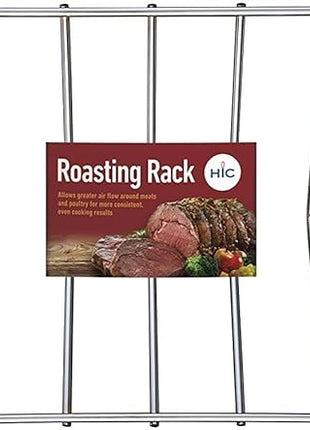 HIC Kitchen Roasting Pro V-Shaped Baking Rack, Chrome-Plated Steel, For Even Cooking And Juicy Results, 15.75 x 10.25 x 4-Inches