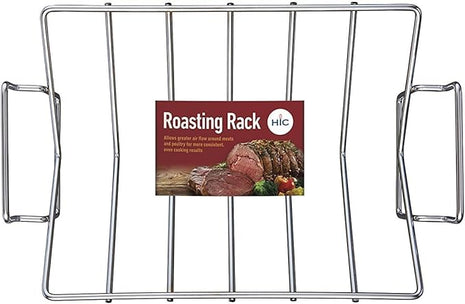 HIC Kitchen Roasting Pro V-Shaped Baking Rack, Chrome-Plated Steel, For Even Cooking And Juicy Results, 15.75 x 10.25 x 4-Inches