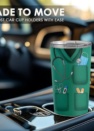 SANDJEST Nurse Tumbler Cup - Nutritional Facts Travel Coffee Mug Gift - 20oz Tumblers Nurse Gifts for Birthday, Christmas, Appreciation Week, Nursing School Graduation for Nurses, Practitioners