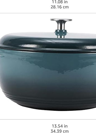 Amazon Basics Cast Iron Dutch Oven Pot with Lid, Enameled, Round, Dual Handles, Heavy-Duty, Medium, 6-Quart, Gray